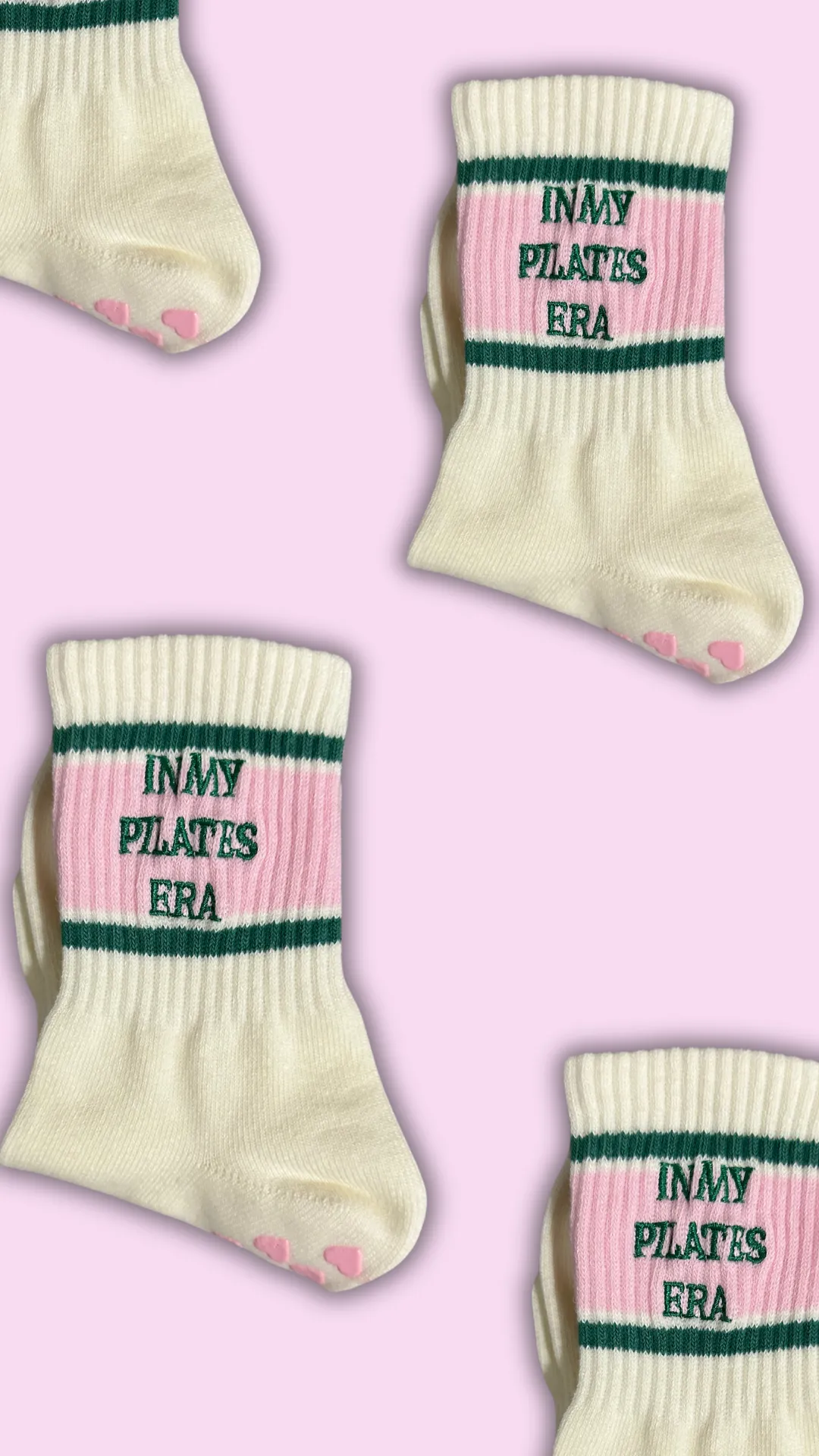 Pink & Green "in my Pilates era" grip socks