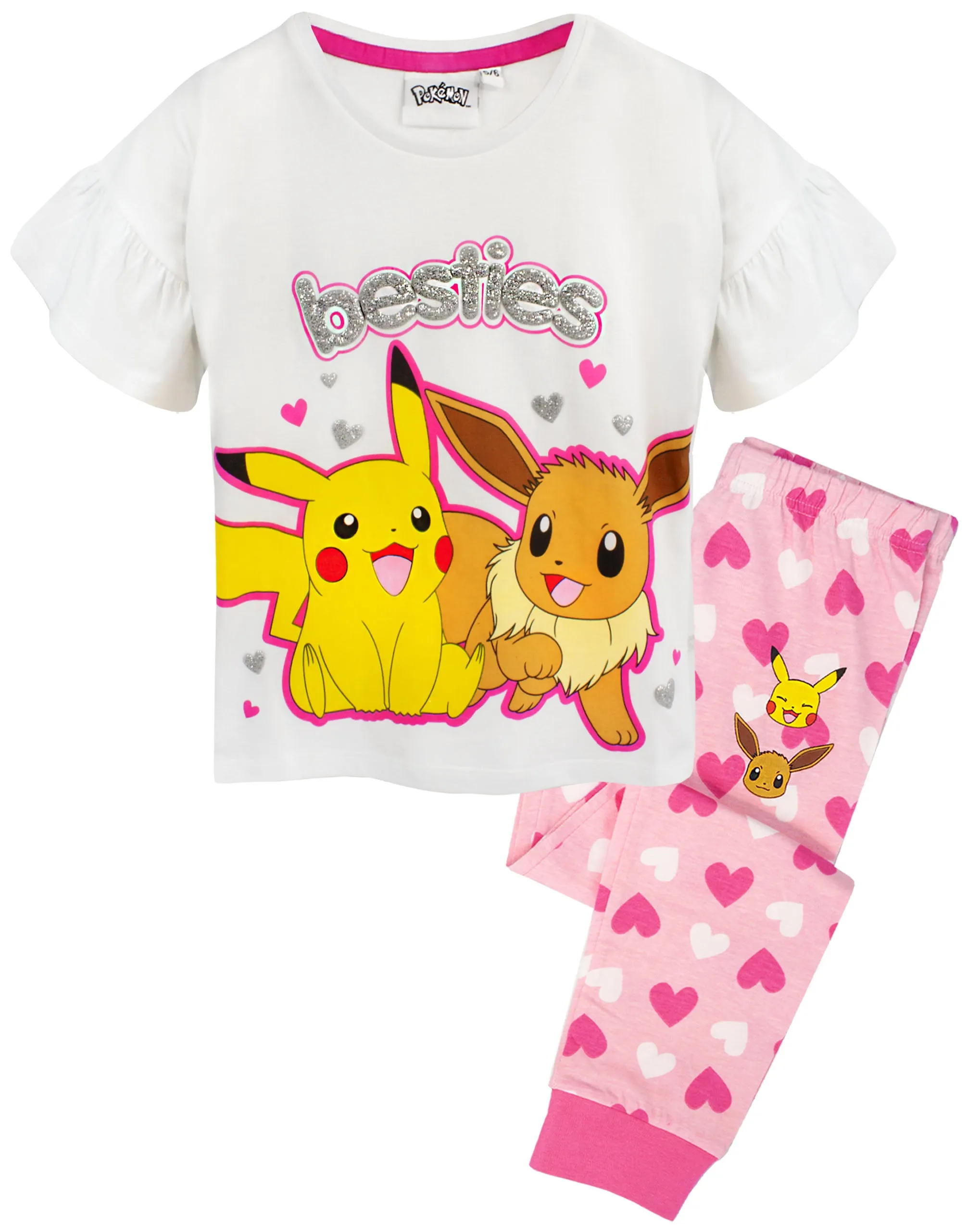 Pokemon Girls Pink Short Sleeve Long Leg Pyjama Set