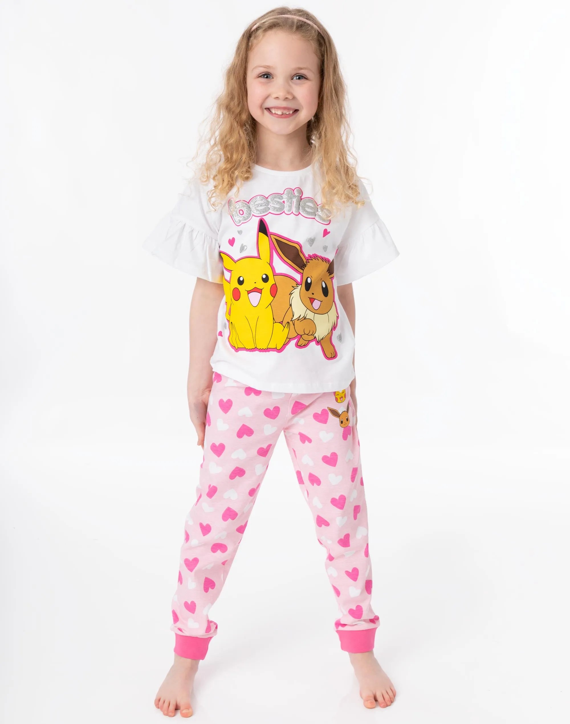 Pokemon Girls Pink Short Sleeve Long Leg Pyjama Set