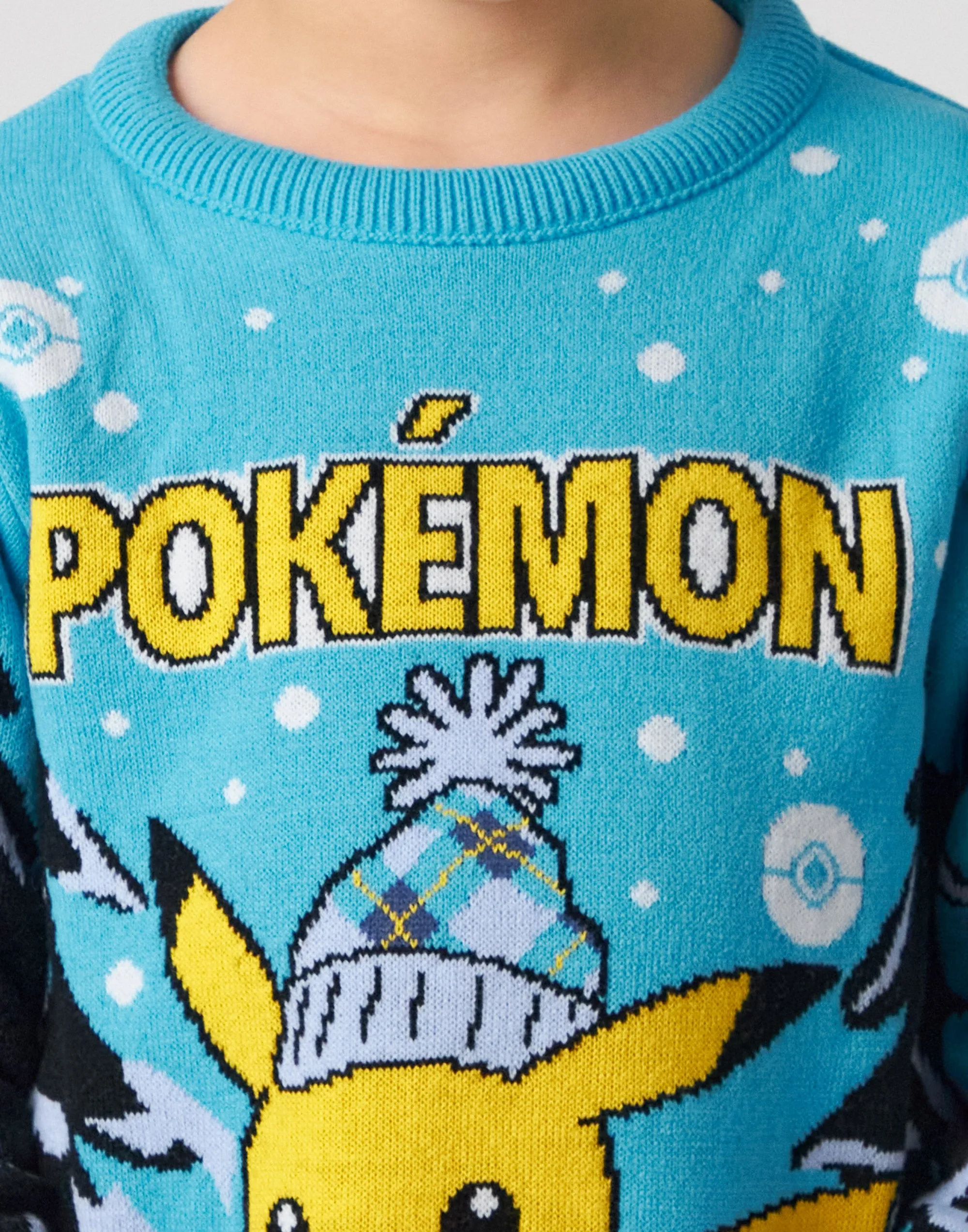 Pokemon Kids Knitted Blue Christmas Jumper