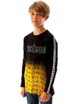 Pokemon Pikachu Boys Black Long Sleeved T-Shirt