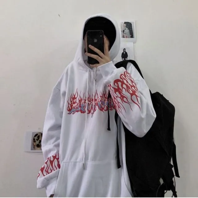 Print Long Sleeve Pullovers Oversized Harajuku Hoodie Plus Size Winter Clothes Sweatshirt Men Women Korean Style Streetwear Tops