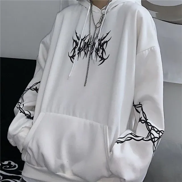 Print Long Sleeve Pullovers Oversized Harajuku Hoodie Plus Size Winter Clothes Sweatshirt Men Women Korean Style Streetwear Tops