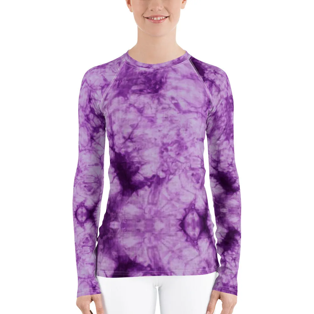 Purple Tie Dye Long Sleeve Tops