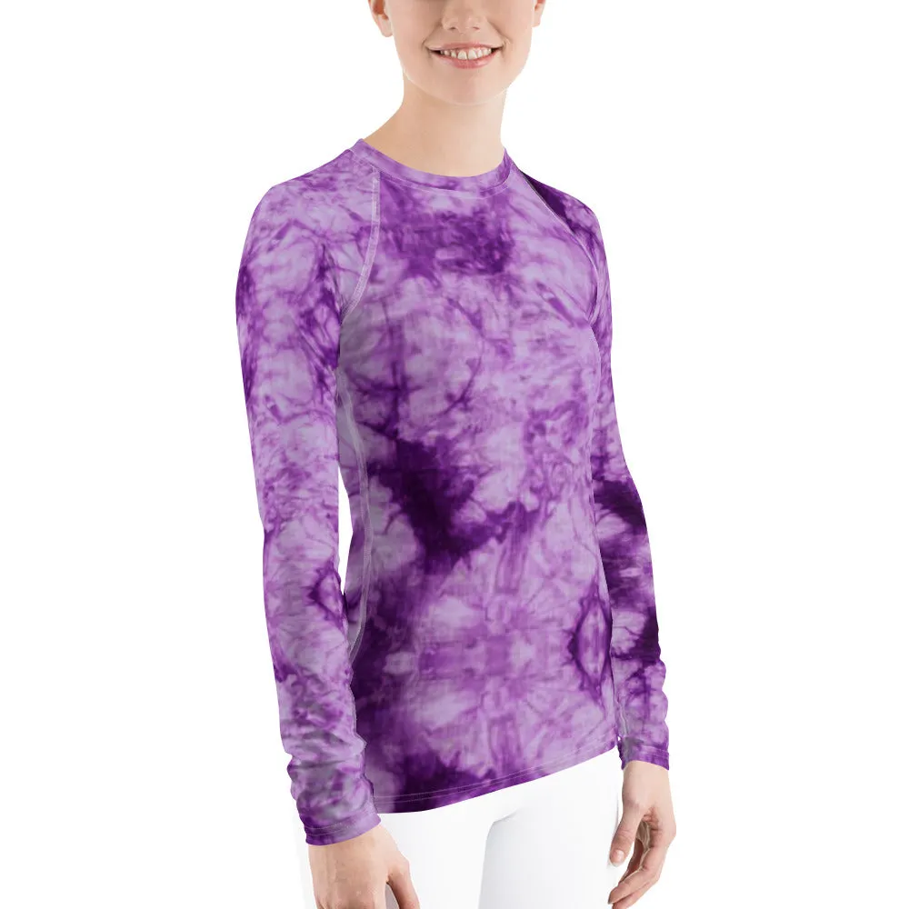 Purple Tie Dye Long Sleeve Tops