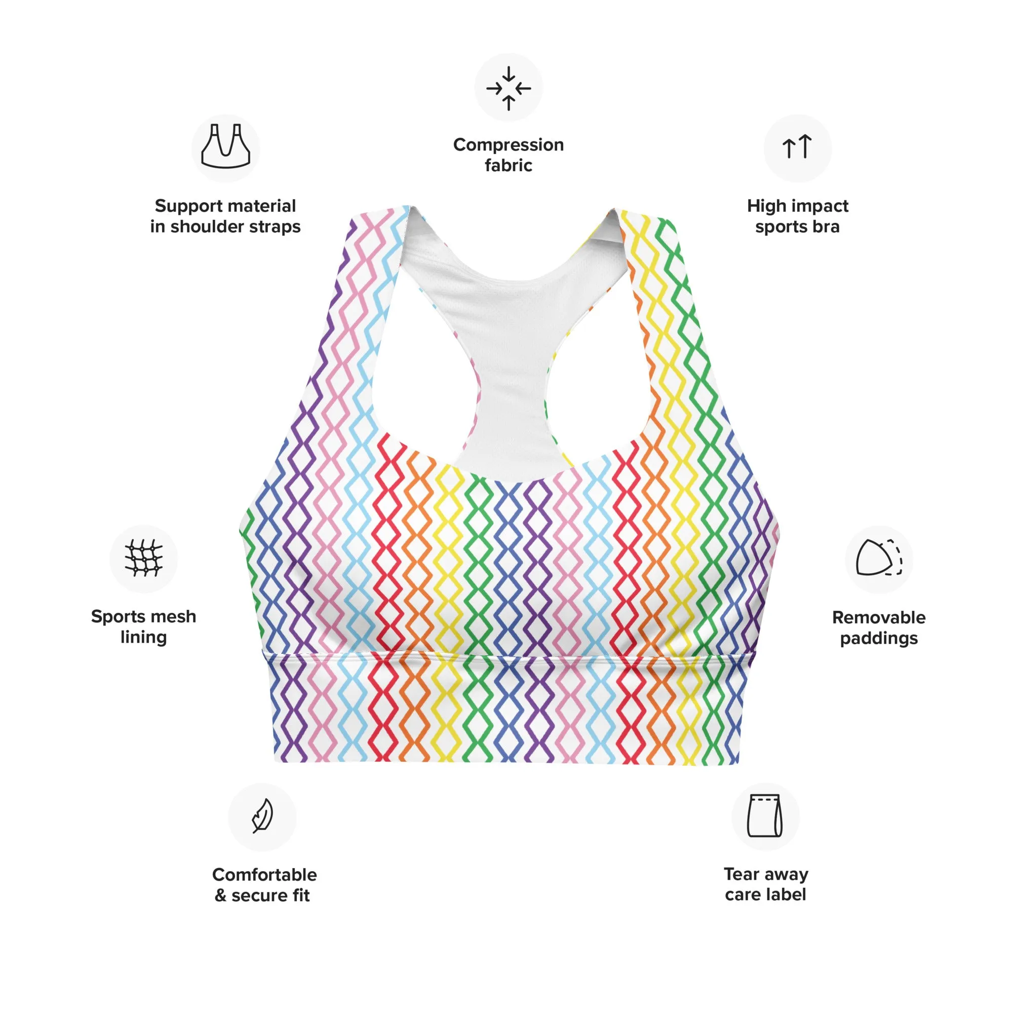 Rainbow Longline Sports Bra