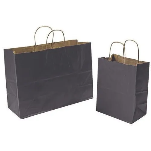 Recycled Charcoal Gray Kraft Petite Shopping Bags. - 8.00" x 4.75" x 10.25"