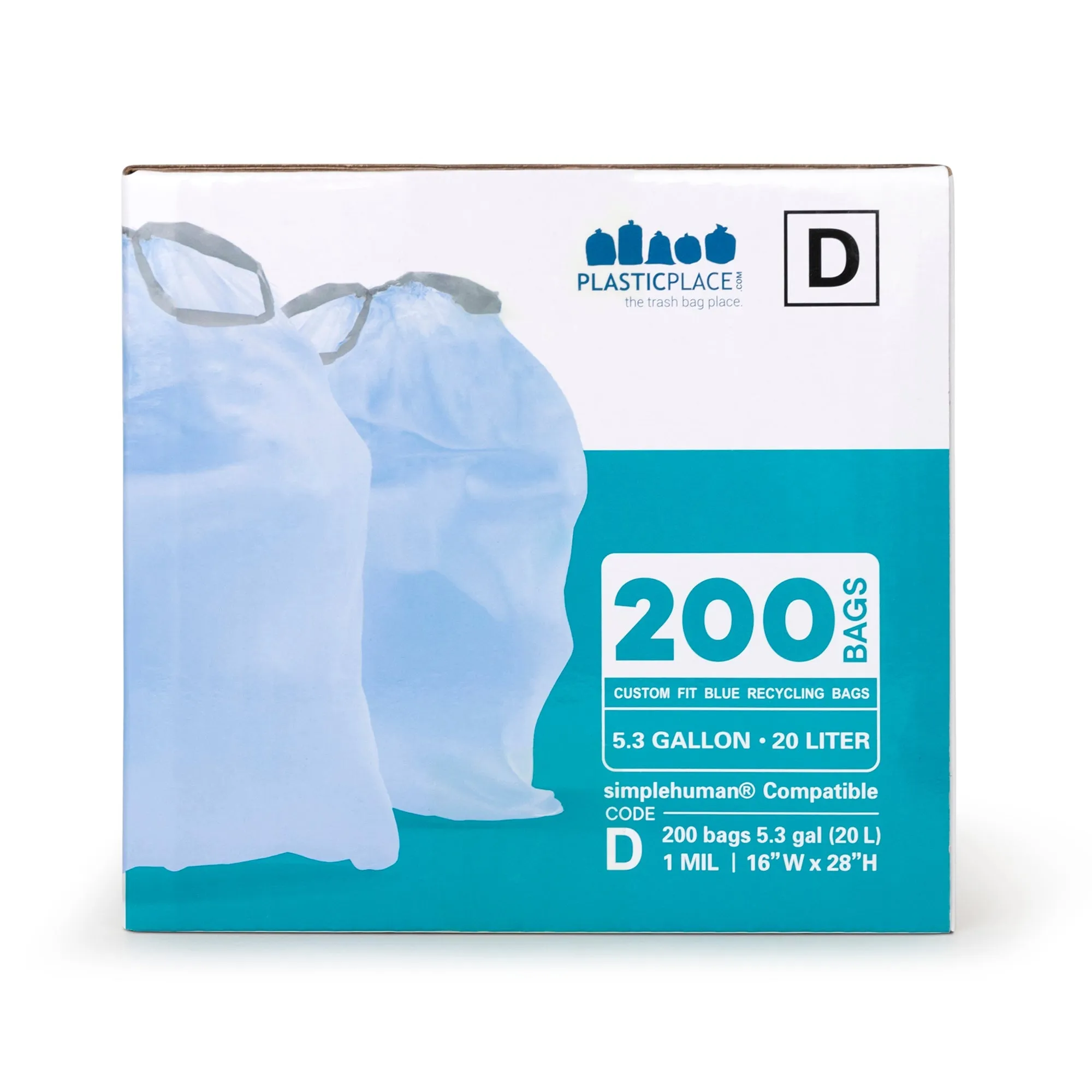 Sample of 5.2 Gallon Simplehuman®* Compatible Blue Trash Bags Code D