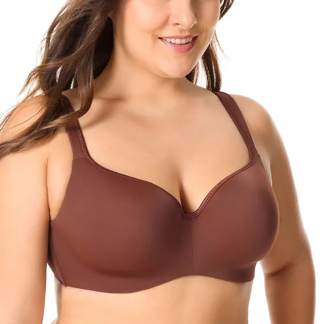 Seemless Full-Coverage Balconette Big Size T-Shirt Bra Blue Blown Pink 34-44 B C D DD E