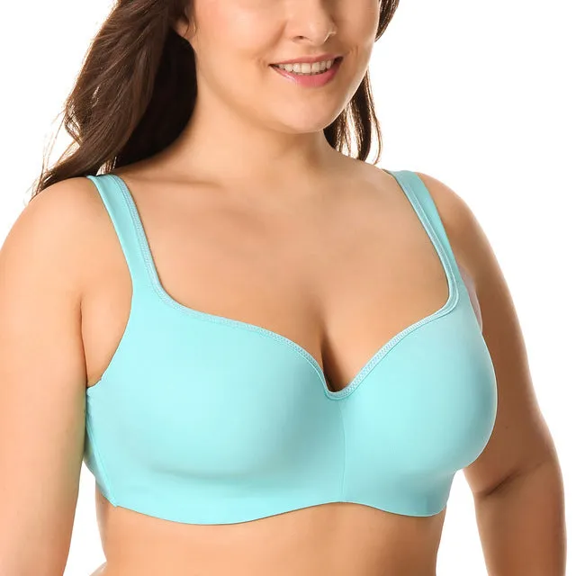 Seemless Full-Coverage Balconette Big Size T-Shirt Bra Blue Blown Pink 34-44 B C D DD E