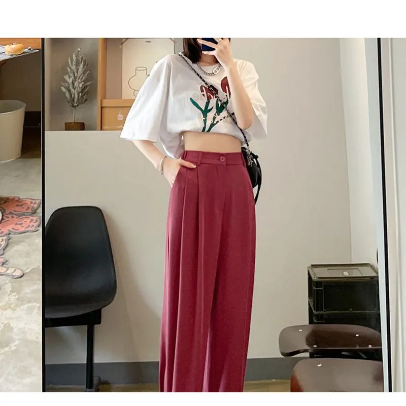 Silky Lantern Tapered High-Waisted Cropped Slimming Thin Pants