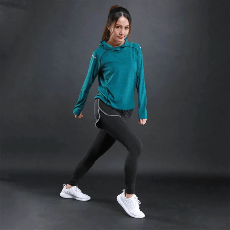 Sports Women's Thin Long Sleeves Hoodie / Gym Fitness Reflective Printing Hoodie - SF0097