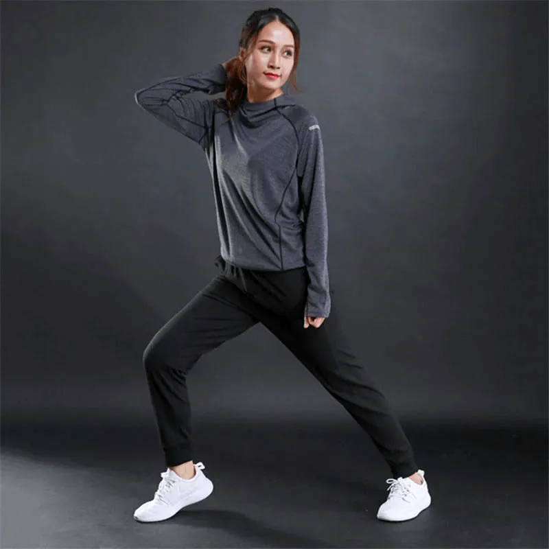 Sports Women's Thin Long Sleeves Hoodie / Gym Fitness Reflective Printing Hoodie - SF0097