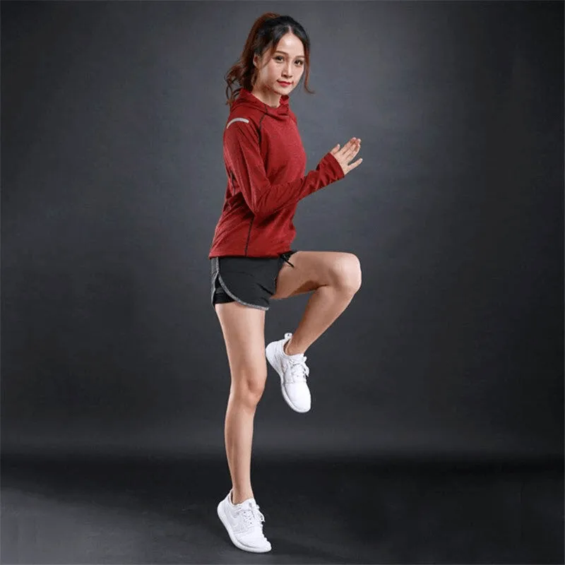 Sports Women's Thin Long Sleeves Hoodie / Gym Fitness Reflective Printing Hoodie - SF0097