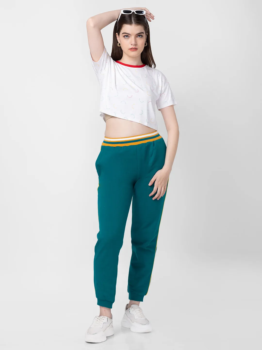 Spykar Women White Cotton Plain Crop Top