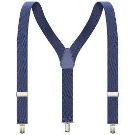 Steel Blue Slim Suspenders for Men & Women Boys & Girls Y-back Shape 1 inch wide