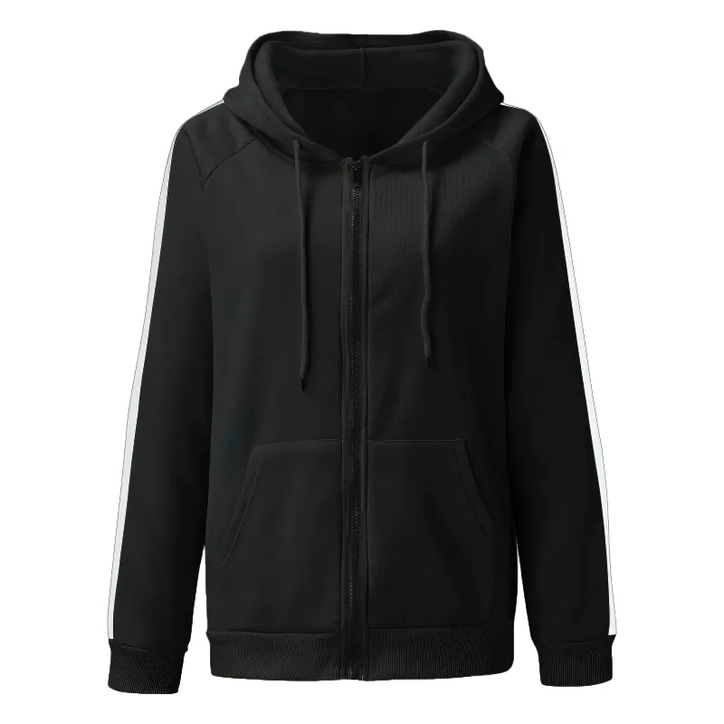 Stylish Loose Zipper Hoodie for Women / Casual Oversized Hooded Sweatshirt - SF0086