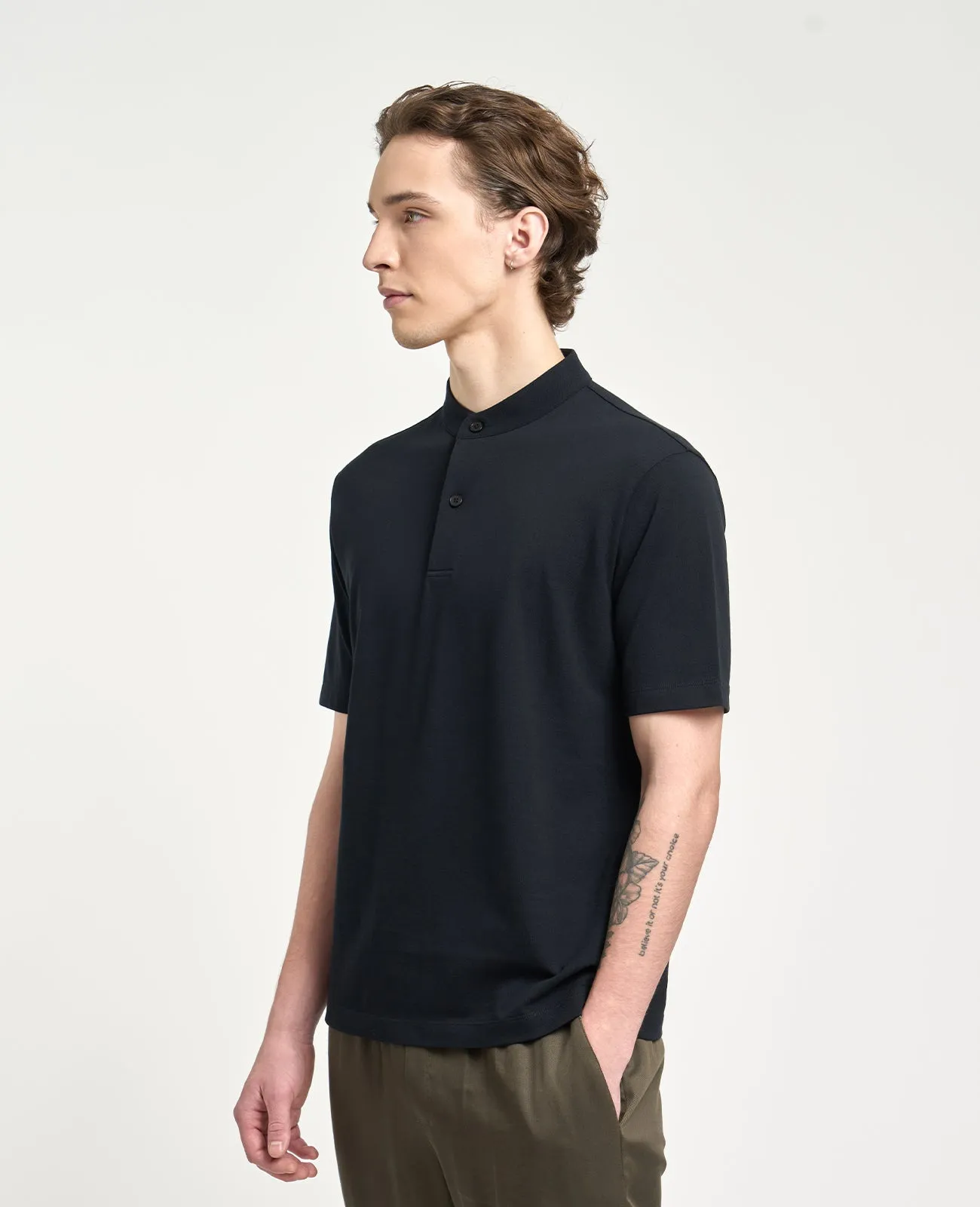 Supima Pique Band Collar Polo