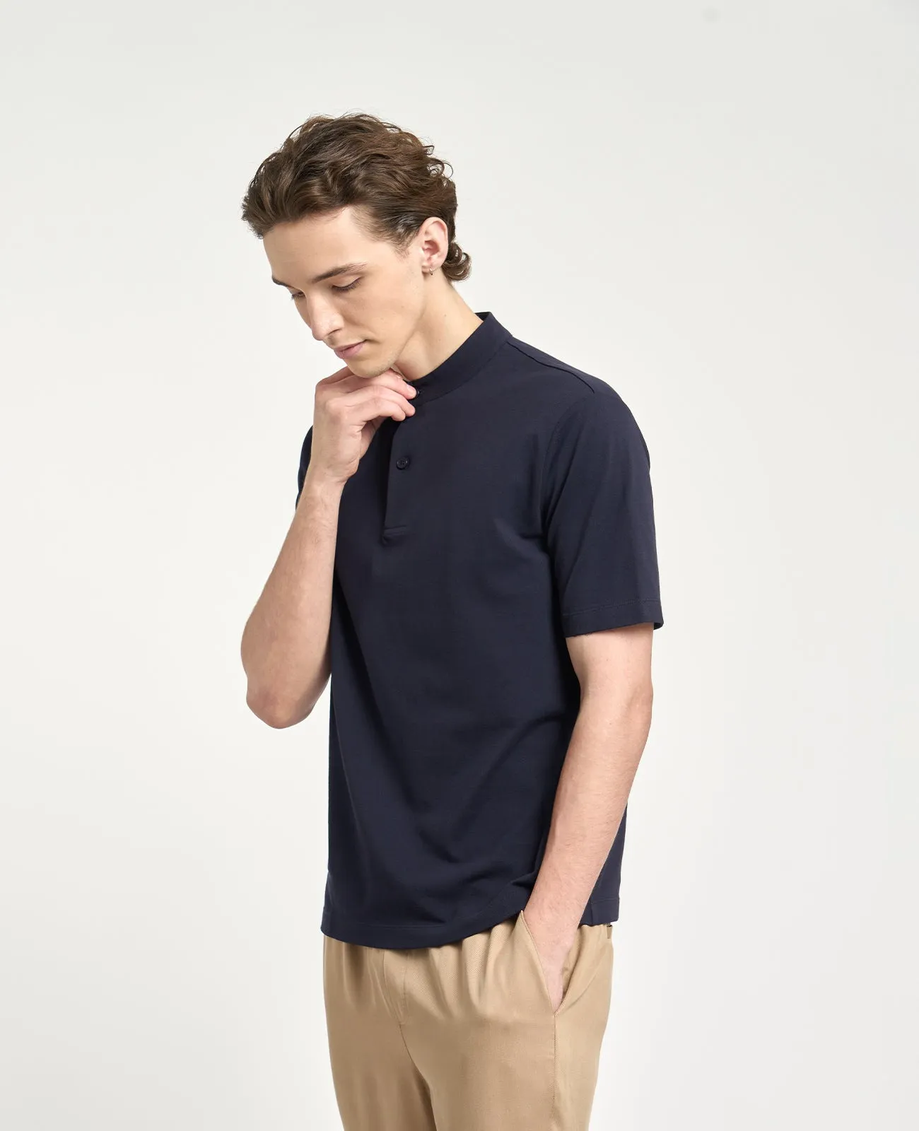 Supima Pique Band Collar Polo