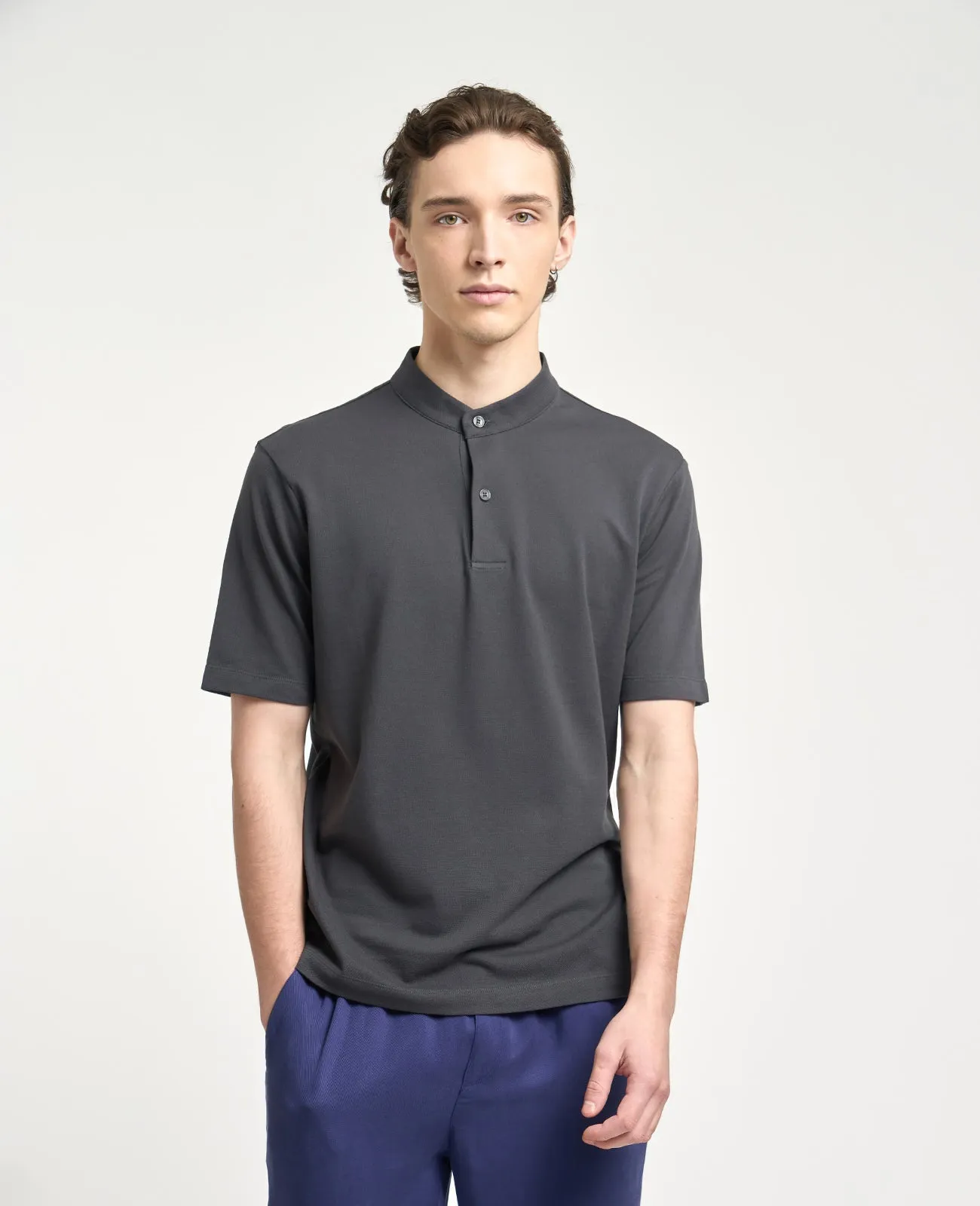 Supima Pique Band Collar Polo