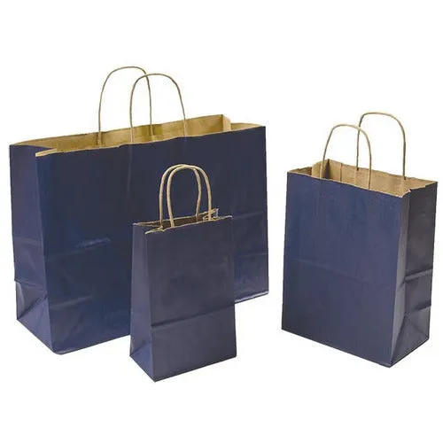 Tinted Recycled Kraft Shopping Bags - 16.00" x 6.00" x 12.5" (Navy)