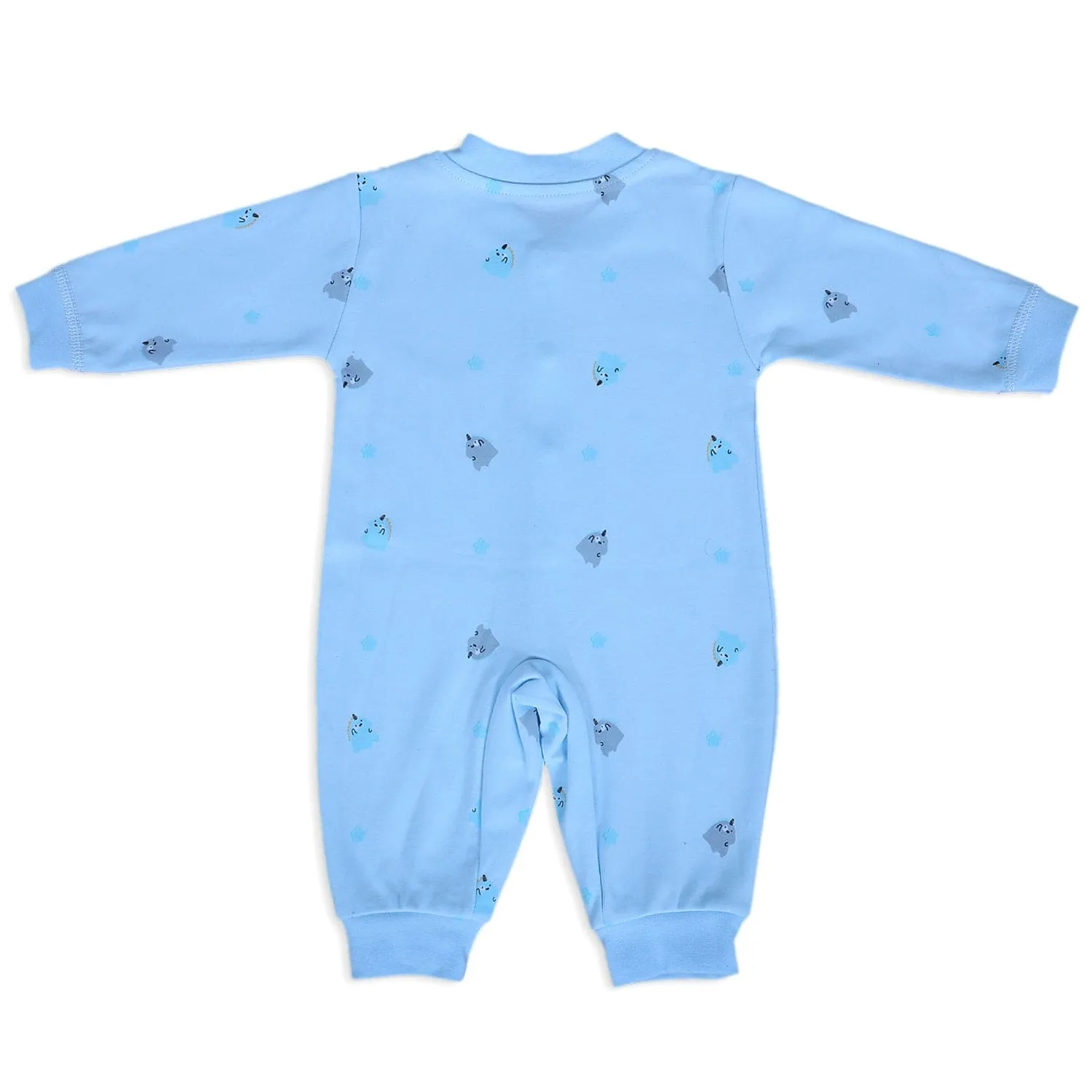 Unicorns And Stars Full Sleeves One-Piece Snap Button Bodysuit - Blue