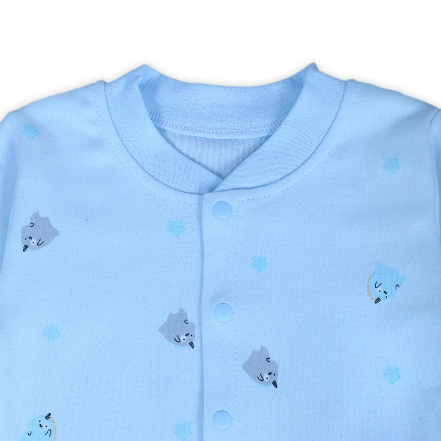 Unicorns And Stars Full Sleeves One-Piece Snap Button Bodysuit - Blue