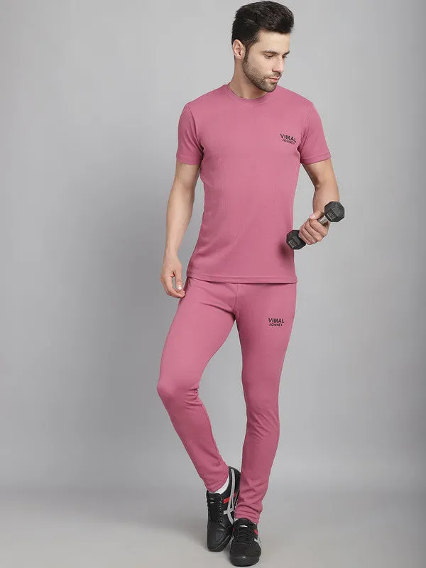 Vimal Jonney Solid Pink Regular Fit Polyster Lycra Trackpant For Men