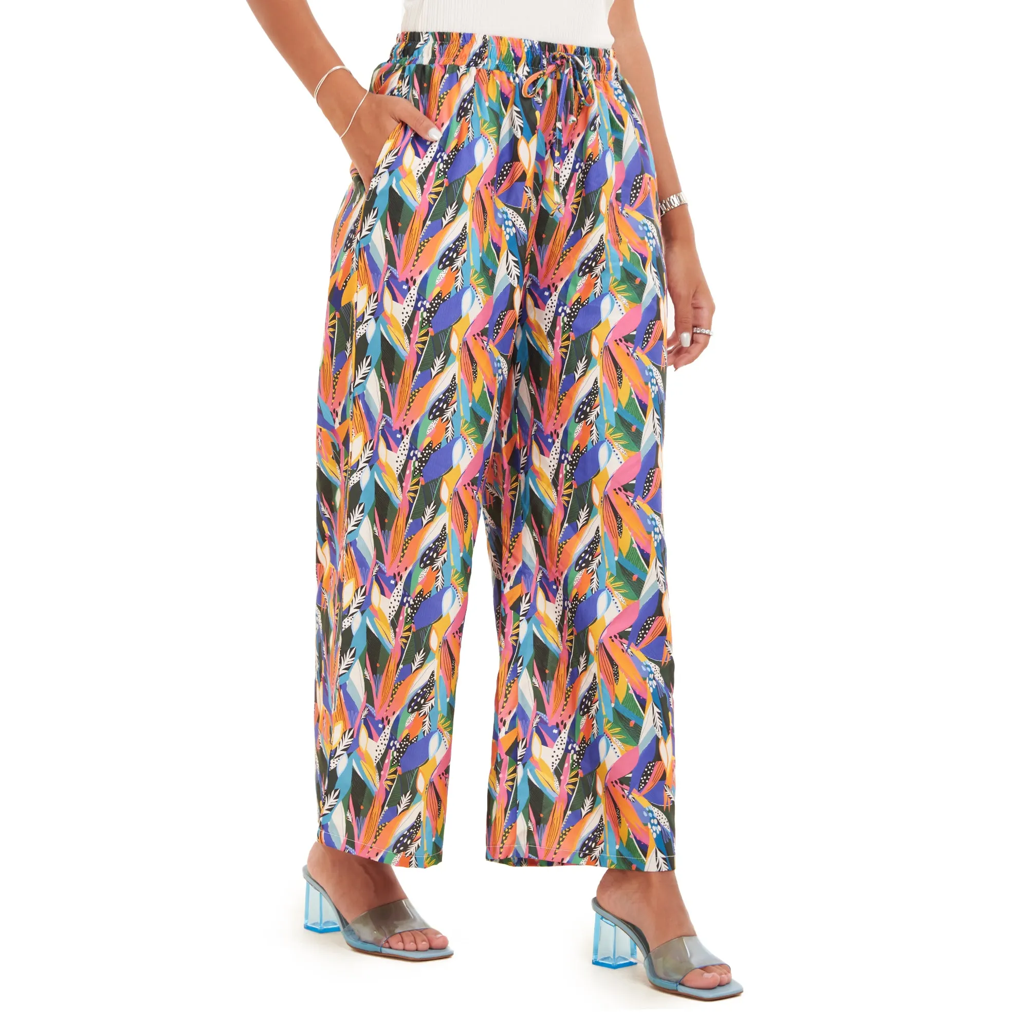 Women summer wide leg pants Abstract