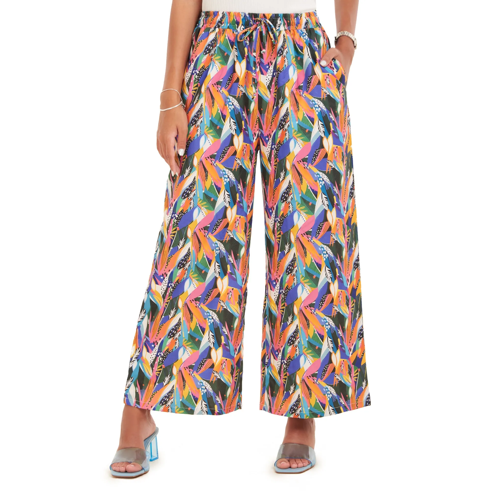 Women summer wide leg pants Abstract