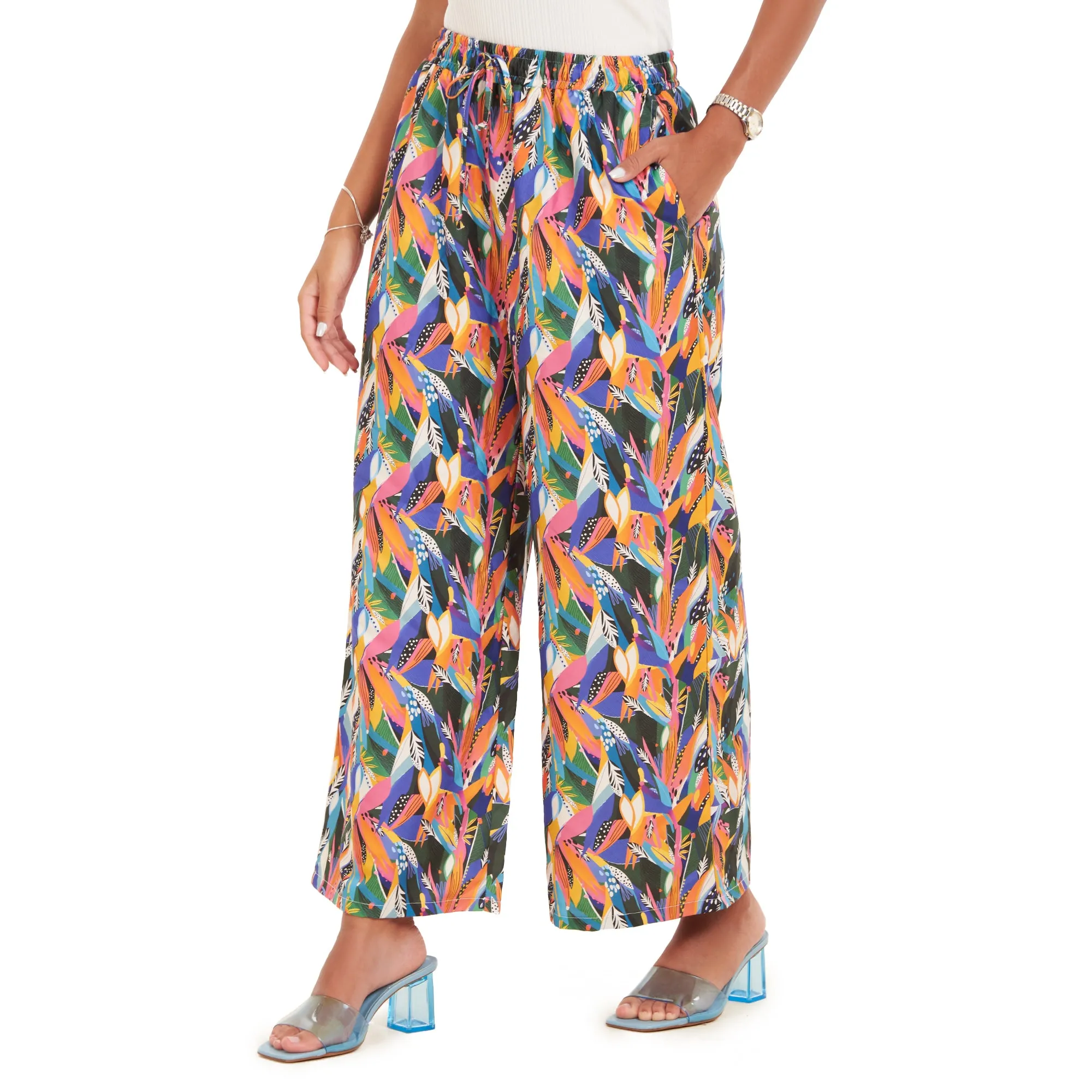 Women summer wide leg pants Abstract