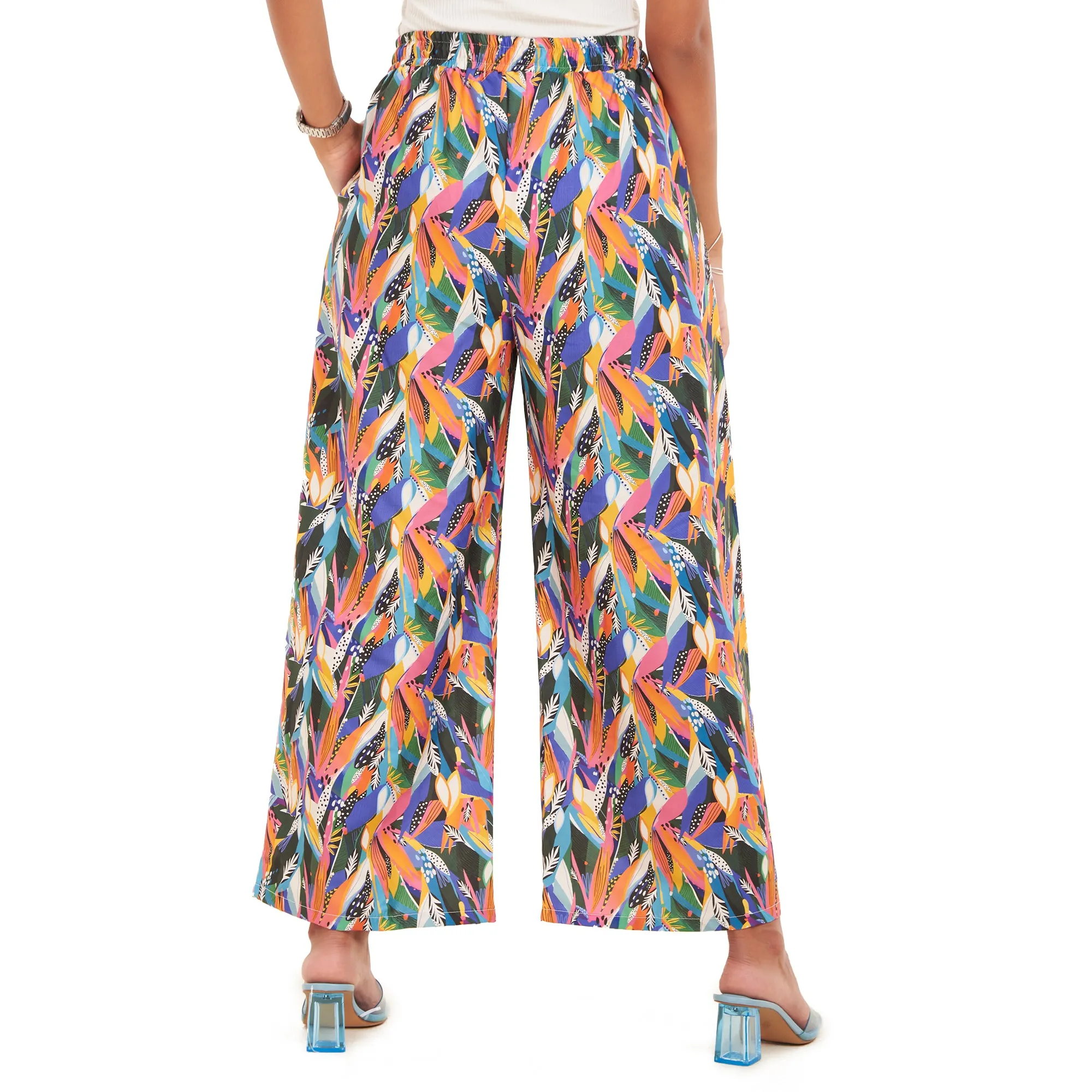 Women summer wide leg pants Abstract